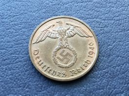 2 Reichspfennig Drittes Reich 1940 E. Selten, ungereinigt
