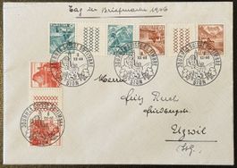 Schweiz 1946 Tag der Briefmarke Sion Kehrdruck mit Steg