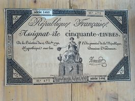Republiques Francaise / Assignat de cinquante Livres - 1792