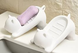 Porte Savon Chat Blanc ( 2pcs), Accessoires de salle de bain
