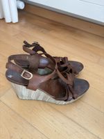 Sandaletten Leder braun Keilabsatz Grösse 38 guter Zustand