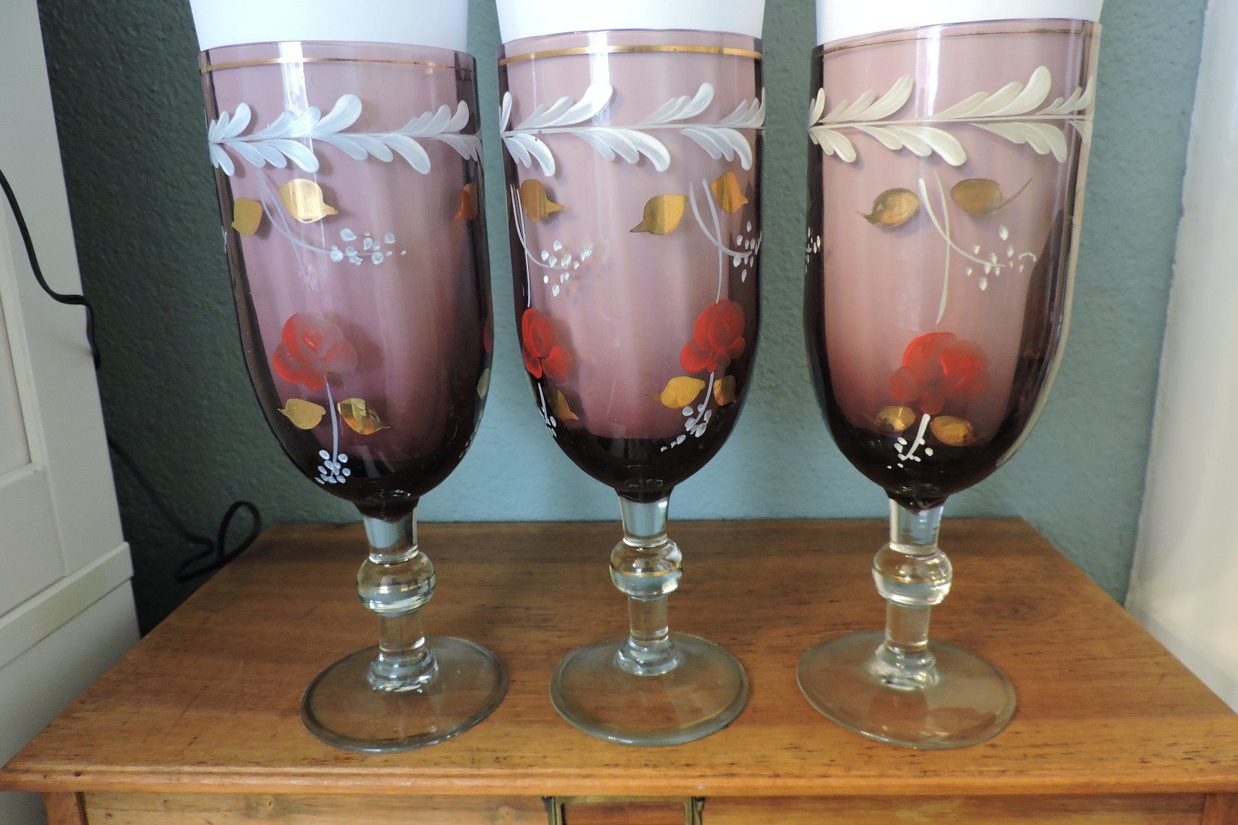 Verres: 3 wunderschöne antike Glaskelche, Handwerk – D'occasion à Bern par sasa65 3