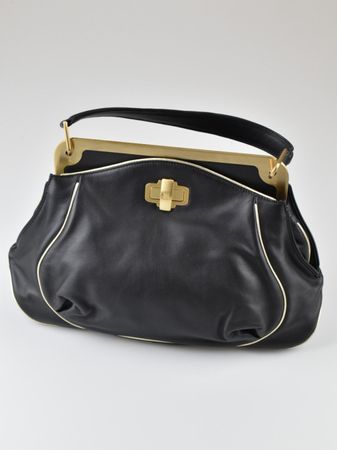 Navyboot Ledertasche, schwarz mit gold