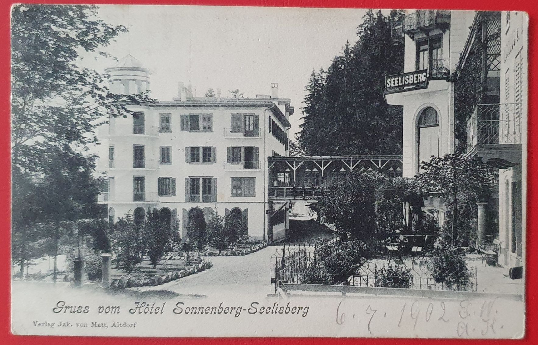 Ansichtskarten: Gruss vom Hotel Sonnenberg-Seelisberg 1902 – Gebraucht aus Kreuzlingen von Rschweiz1