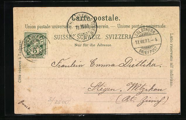 Cartoline postali: Litho Solothurn, Einsiedelei im Mondsche – Usato da Berlin venduto da bartko-reher 1
