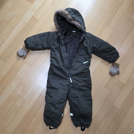 Snowsuit H&M with Mittens Dark Green Size 92 cm
