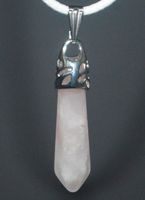 Halskette Y-615 – Säule – Rosa Quarz – Anhänger ca. 3,5 cm