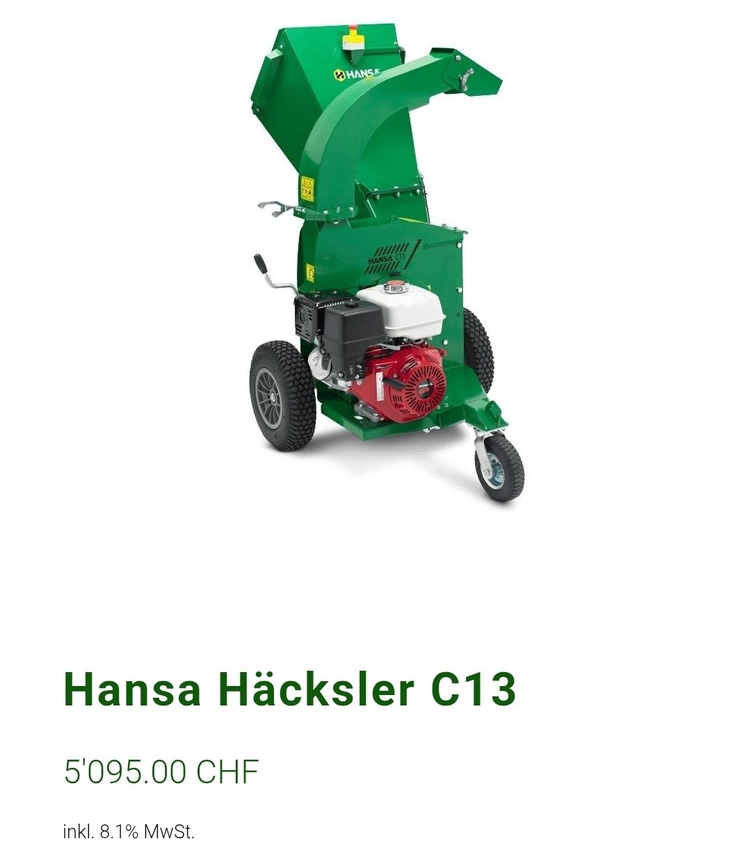 Häcksler: Hansa Häcksler C13, wenig gebraucht – Gebraucht aus Dorf von Messer-Schweiz 2