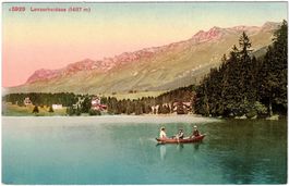 LENZRHEIDSEE (1487 m) mit BOOTFAHRT mit Leuten ca. 1910 (GR)