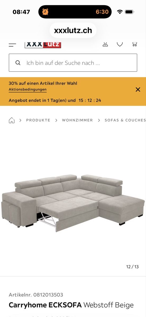 Sofas: Carryhome Ecksofa Webstoff Beige 283/244 cm neu – Neuf (Voir description) à Perlen par mue_2zgr 4
