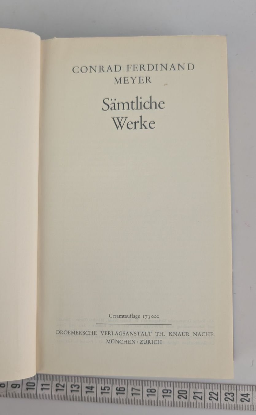Libri: Conrad Ferdinand Meyer: Sämtliche Werke, ein Band, Klassiker – Usato da Zürich venduto da axolottchen 3