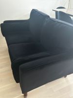 Divano a tre posti velluto nero larghezza 204 cm