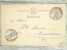 TR13 Carte Postale + Timbre Allemagne / Württemberg 1885