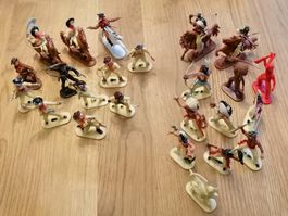 Indianer und Cowboys Plastik Figuren, W. Germany 