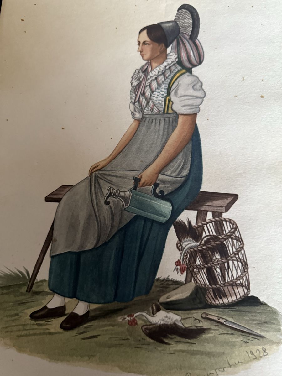 Dipinti: Original Aquarell Tracht 1928 – Usato da Biel/Bienne venduto da Katja01112 4