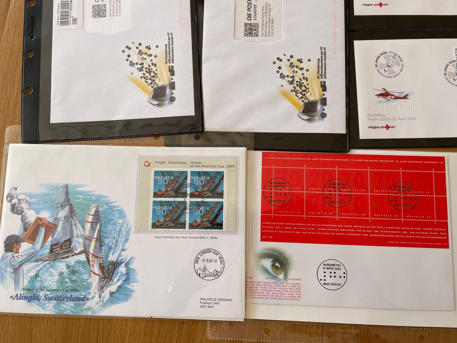Alle Briefmarken: Cl. Expo 02, aviation, Alinghi – Gebraucht aus Sonceboz-Sombeval von Comment2