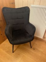 Sessel Samt schwarz gepolstert mit Metallbeinen gebraucht