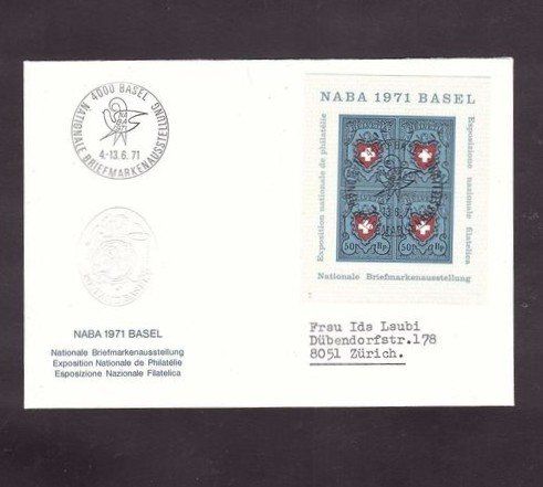 Tutti i francobolli: 1971 Brief mit NABA-Block nach Zürich – Usato da Rheinau venduto da loxis