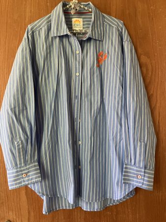 Neue Sommerbluse blau/weiss gestreift mit Etikette Gr L