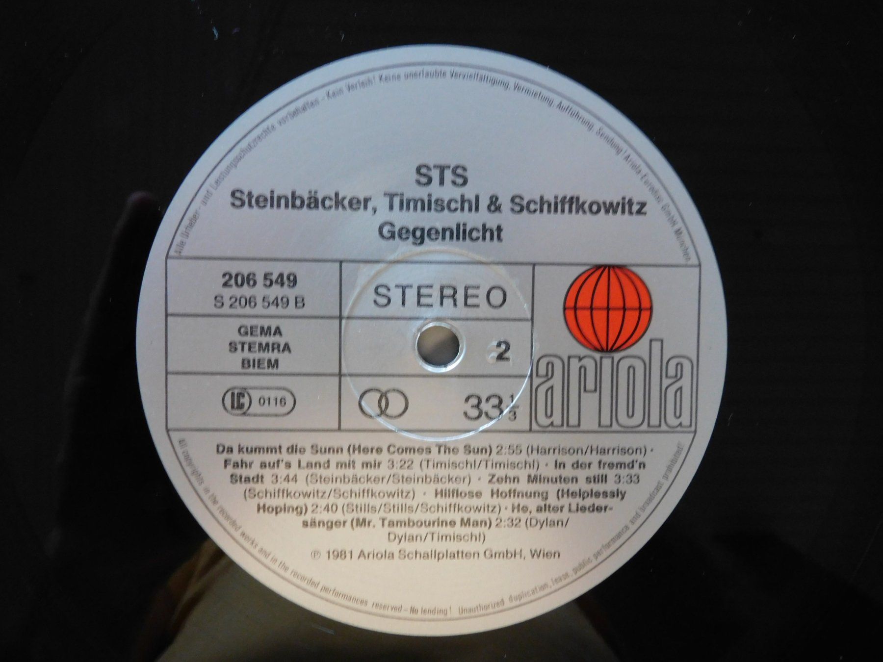 Schallplatten: STS - Gegenlicht - Steinbäcker Timischl Schiffkowitz – Gebraucht aus Emmenbrücke von Dickens 3