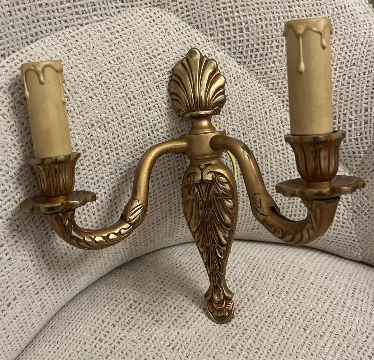 Lampen: alte Wandlampe doppelflammig Messing Vintage – Gebraucht aus Arboldswil von Sonnenelfe 1