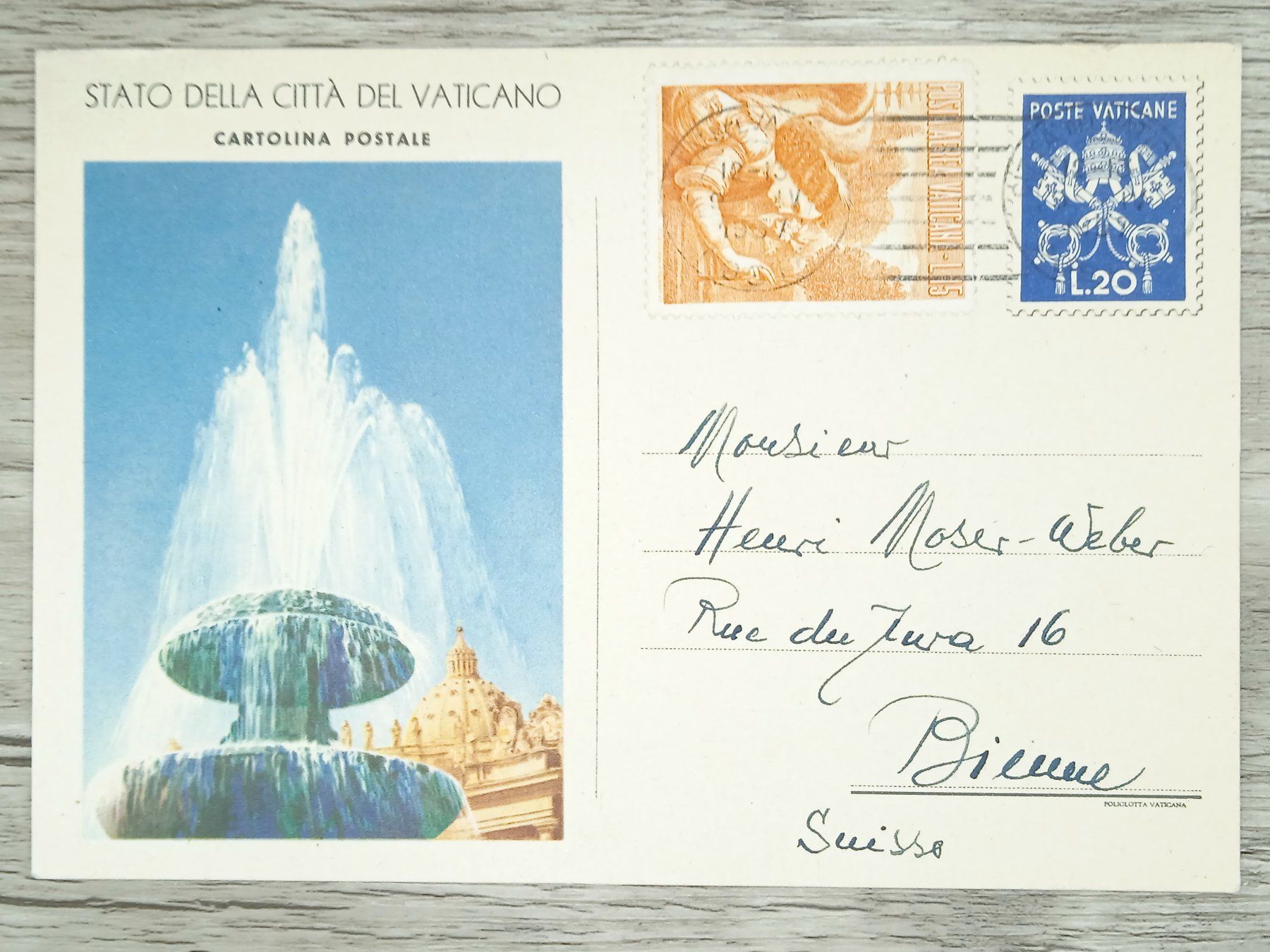 Alle Briefmarken: TR100 Carte Postale Vaticane 1957 – Gebraucht aus Cousset von Patrick_Collections