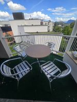 Gartentisch und 4 Stühle Aluminium mit Sitzstreifen