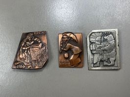 Vintage Fasnachtsplaketten Kriens 1966, 1968, 1970