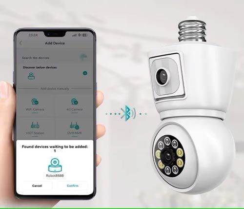 Sistemi d'allarme: Glühbirnen-WiFi-Kamera mit Dual-Objektiv. – Nuovo e nell'imballaggio originale da Liestal venduto da OMAROSHOP 4