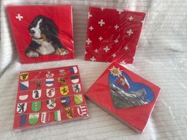 4 Päckli Servietten mit Schweizer Motiven, Neu!❤️🇨🇭🐶