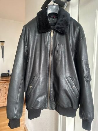 Fliegerjacke, echt Leder schwarz, Grösse L
