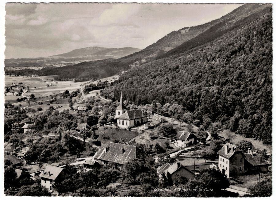 Cartoline postali: Baulmes, Eglise et la Cure, circulée 1952 – Usato da Frauenfeld venduto da POML