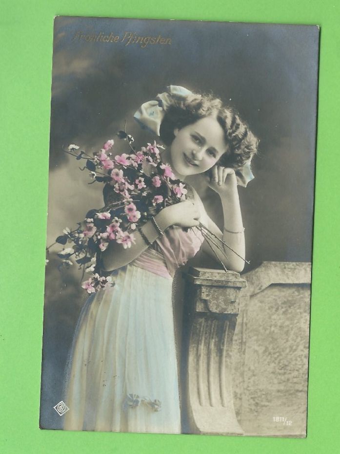 Cartoline postali: Antike Postkarte "Fröhliche Pfingsten" – Usato da Zürich venduto da t24_de