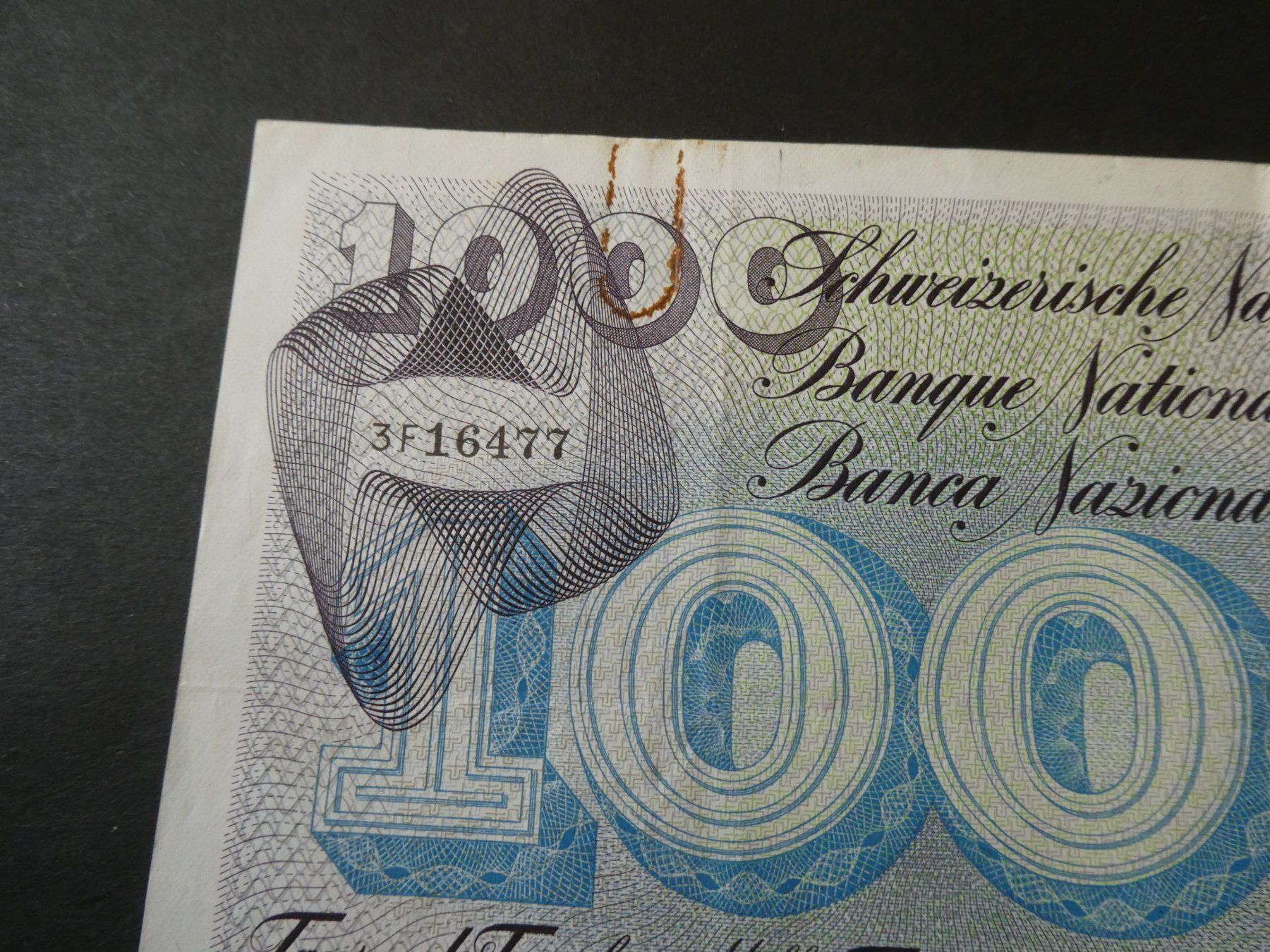 Banknoten: Schweiz 1963, 1000 Franken – Gebraucht aus Hinterforst von rohusri 2