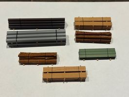 7x Ladegut für Guterwagen Spur N