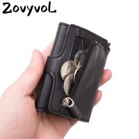 Porte-cartes portemonnaie en cuir PU avec bouton RFID
