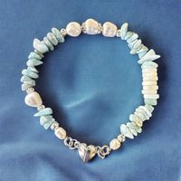 Larimar, Barockperlen, Perlmutt Armband 