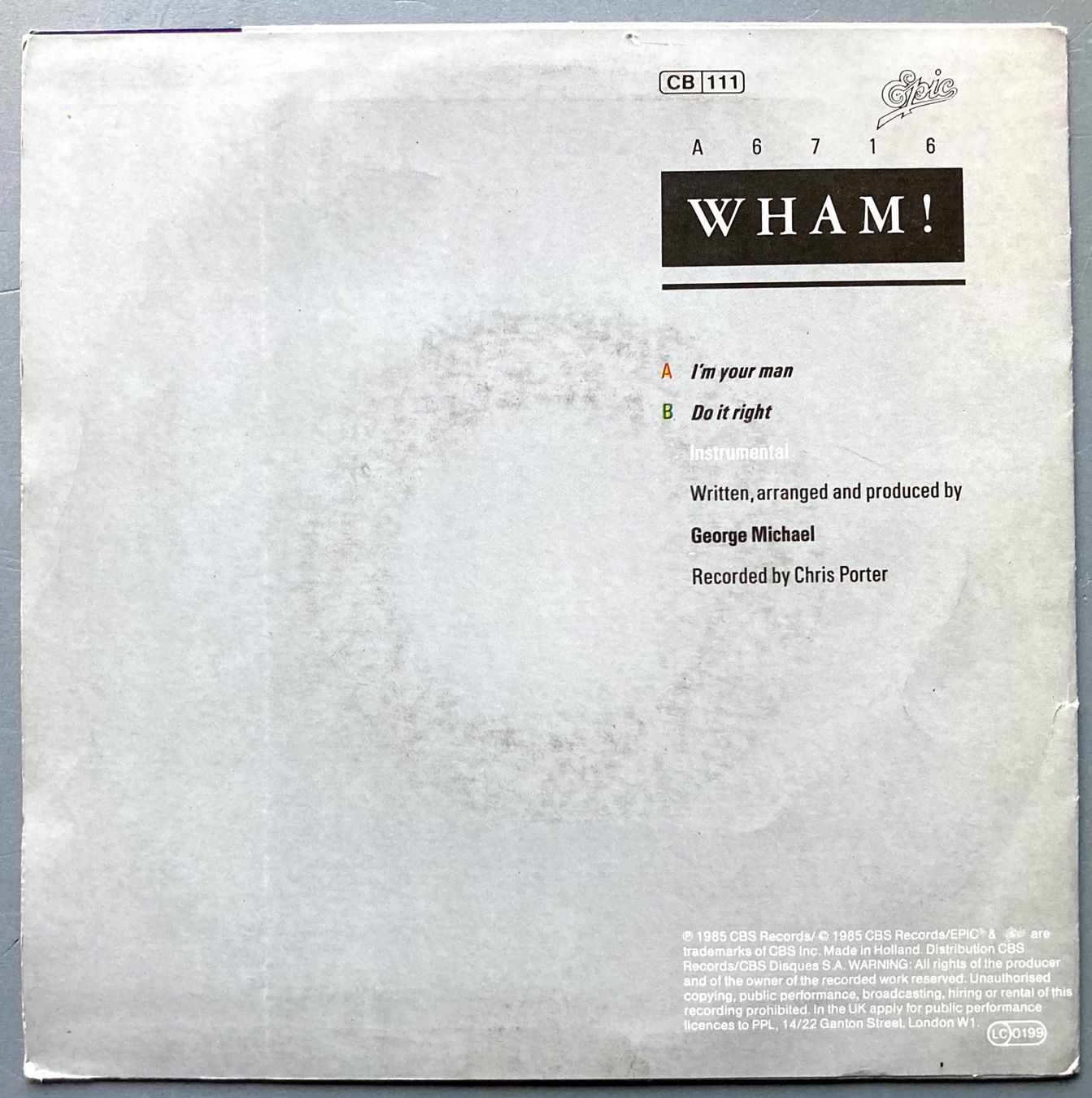 Schallplatten: WHAM! - I'M YOUR MAN – Gebraucht aus Poliez-Pittet von Newtown-Records 1
