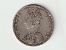 1877 Indien India One Rupee Queen Victoria Münze Silber