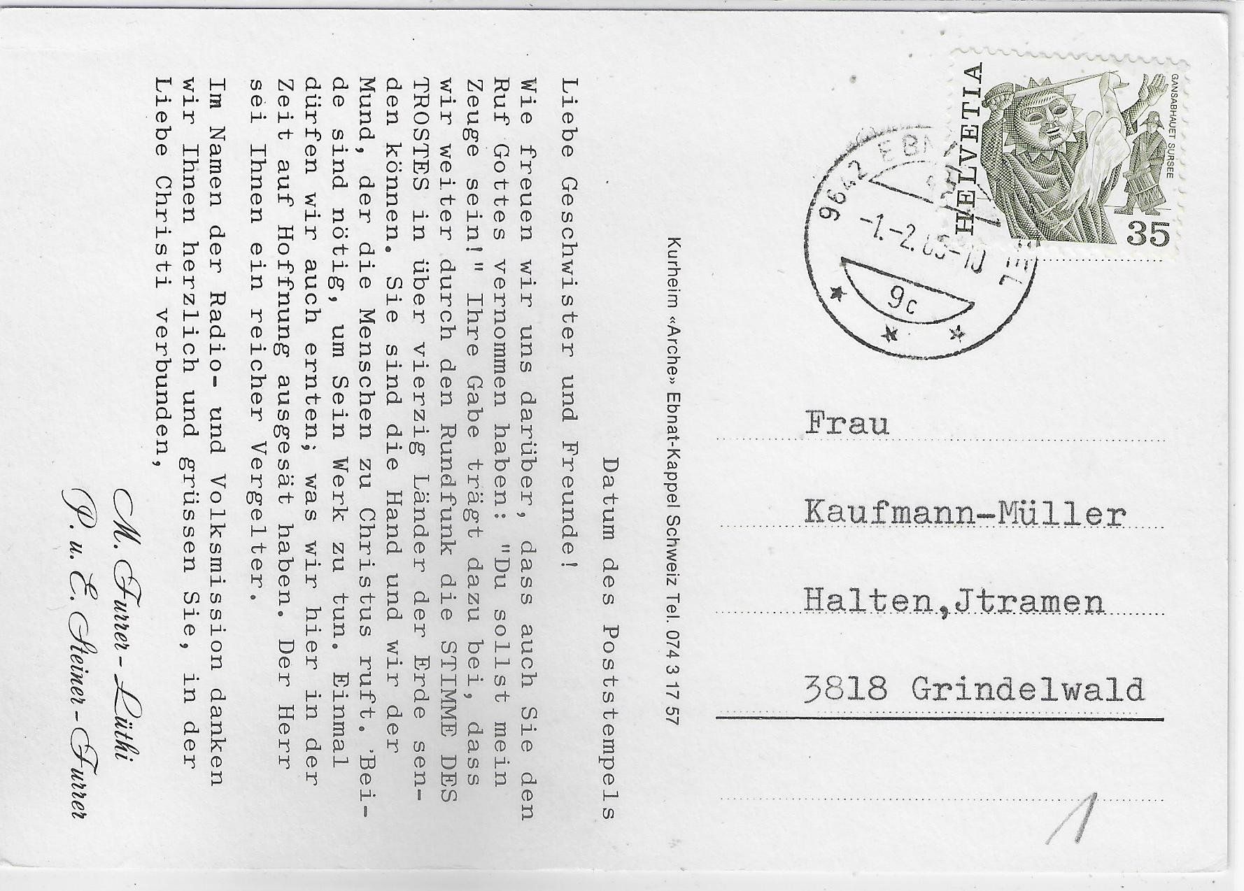 Cartes postales: Kurheim "Arche" Ebnat-Kappel – D'occasion à Ettingen par Kartenplanet 1