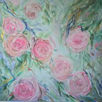 Art in Acryl - Camelia 100x100 mit Gold, Unikat
