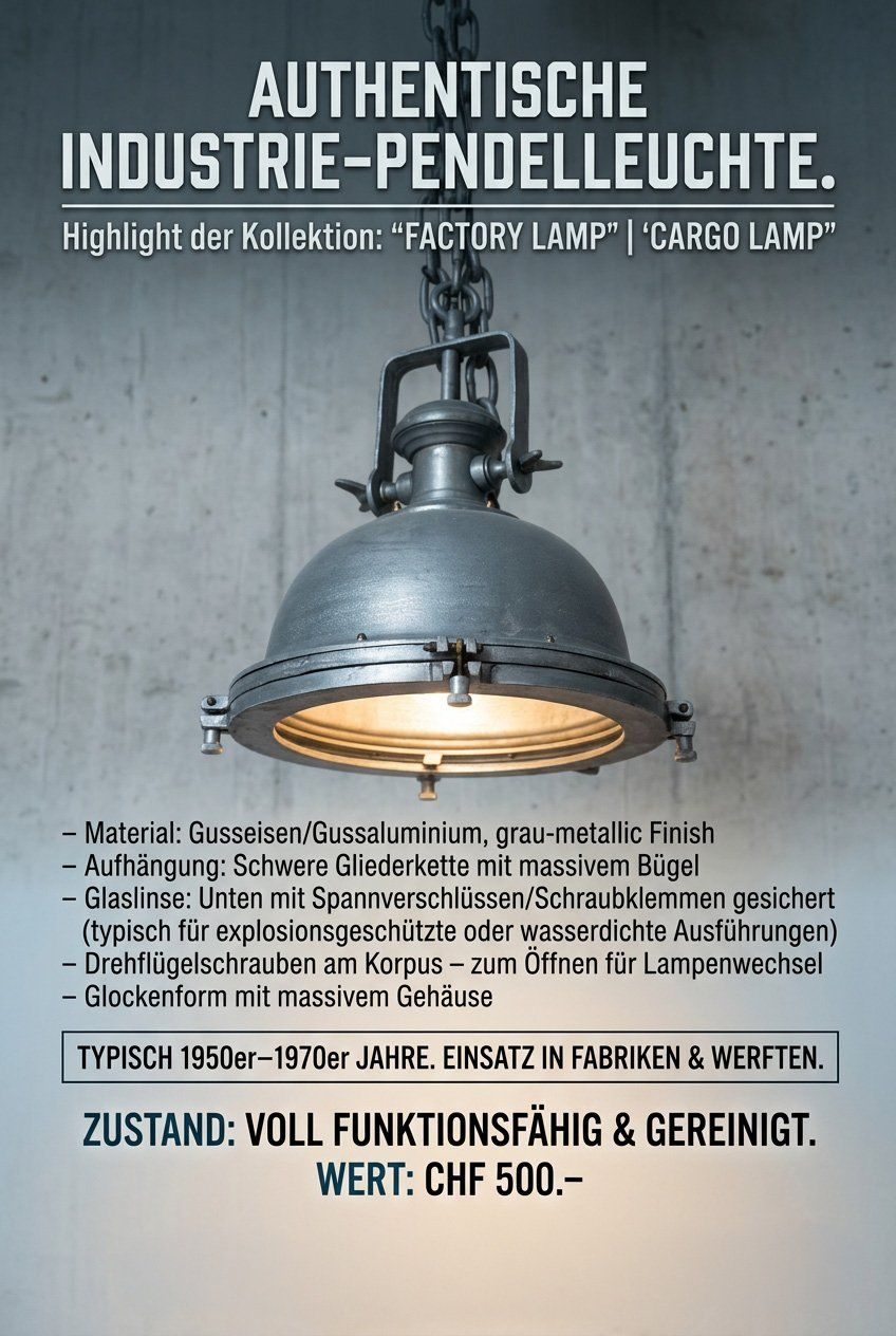 Lampadari & plafoniere: Vintage Industrie Lampe, Fabriklampe – Usato da Derendingen venduto da emmenwasser 1
