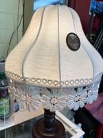 Tischlampe mit Stoffschirm und Borten ca. 60cm hoch