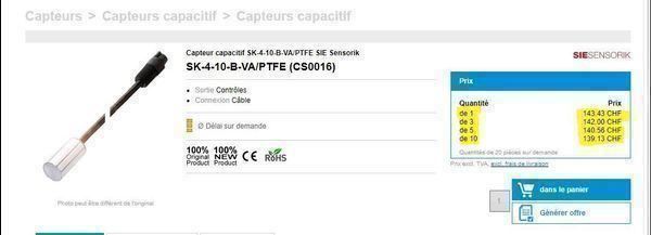 Componenti elettronici: Kapazitiver Sensor SK-4-10-B – Nuovo e nell'imballaggio originale da Collonges venduto da arashee 1