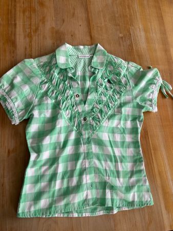 Trachtenbluse kariert grün/weiss, Grösse 36, Guter Zustand