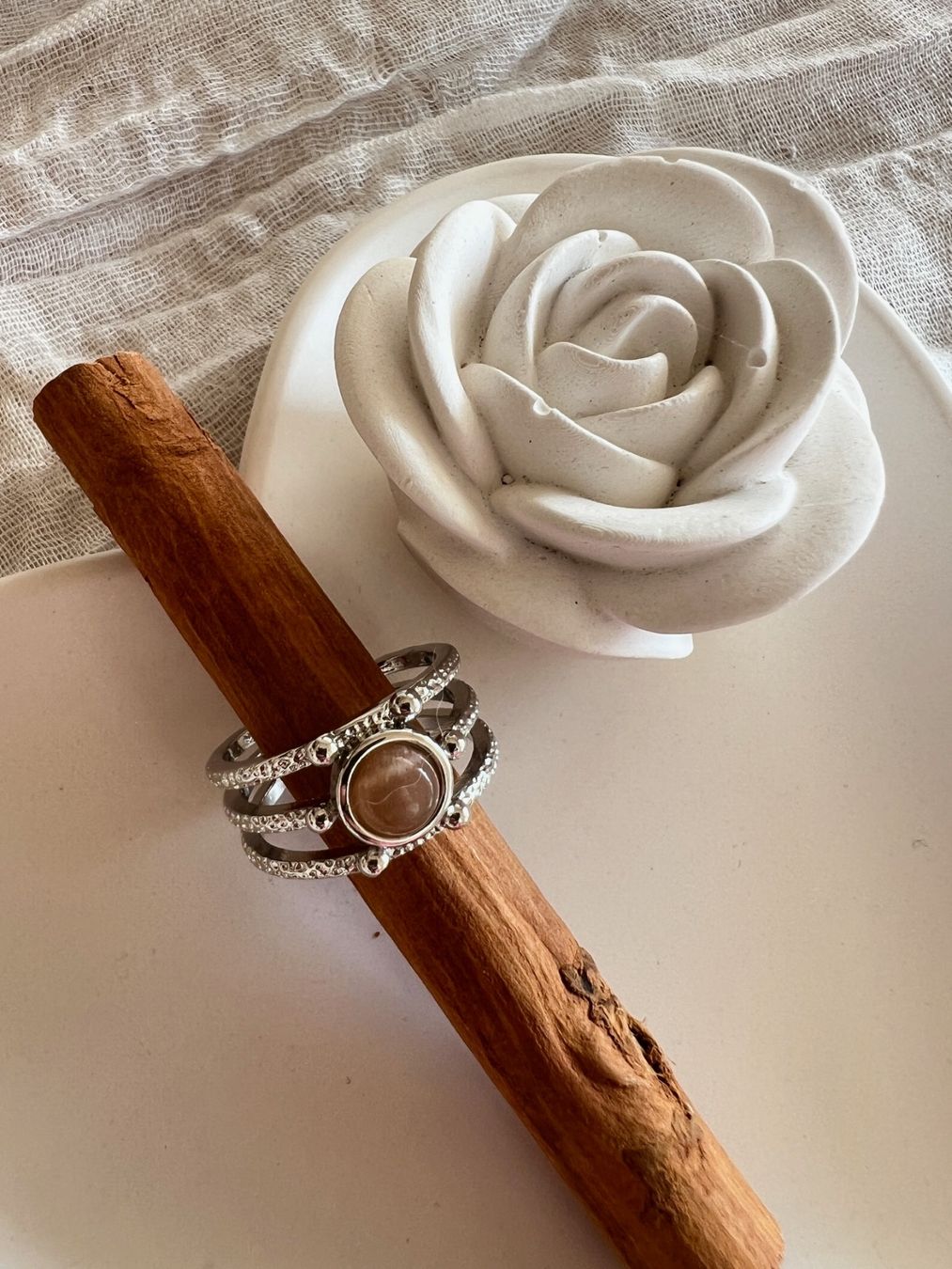 Anelli: Bague avec pierre de soleil - Sonnenstein edelstahlring – Nuovo (secondo la descrizione) da Pully venduto da sunaddict 3