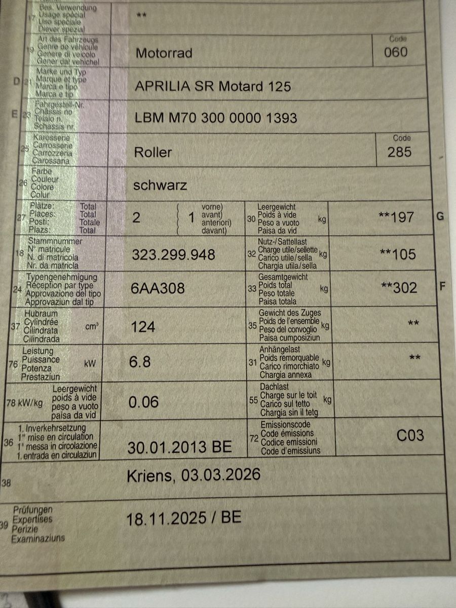 Aprilia Strada: Aprilia SR Motard 125 – Usato da Willisau venduto da sab_hhg9 1