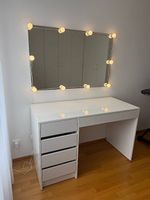 Hollywood Schminktisch mit LED-Spiegel  Weiss  120 cm