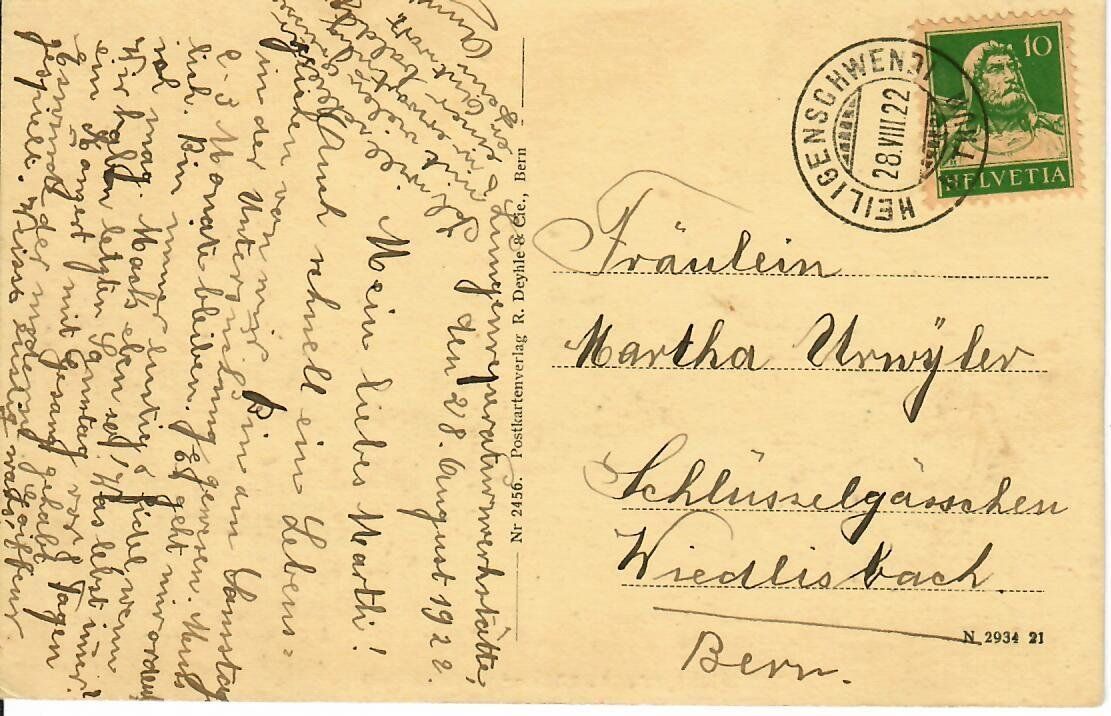 Cartoline postali: Heiligenschwendi 1922 – Usato da Hochdorf venduto da Ziegel-16 1