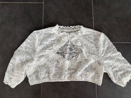 Hübsche Spitzenbluse Dirndlbluse elastisch XL, Gr. 42/44